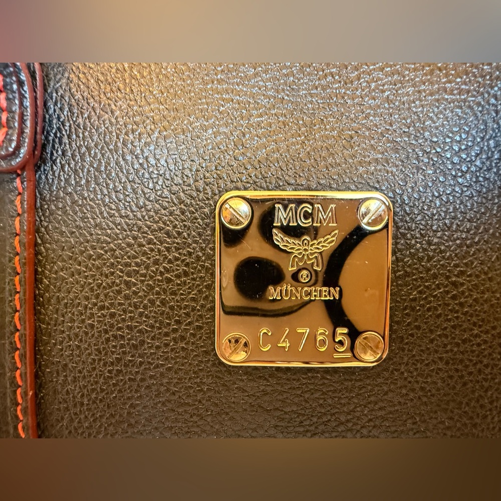 MCM Black Leather Satchel with Red Stitching - Picture 6 of 11